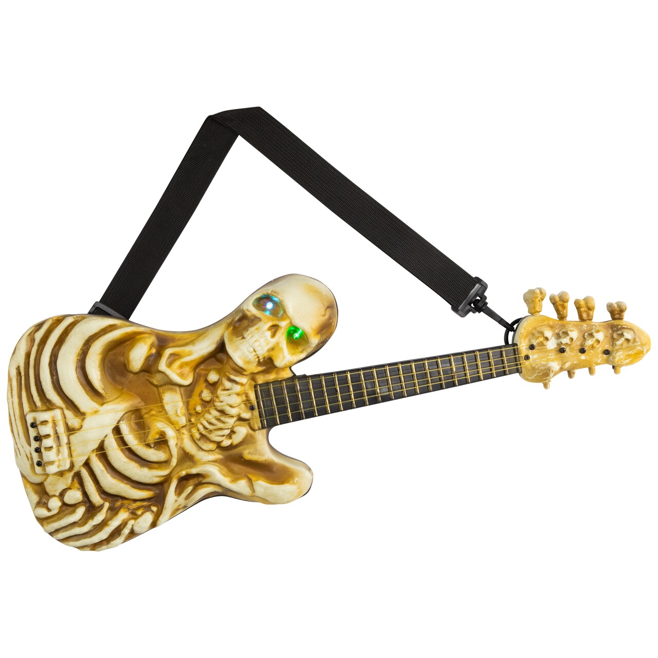 Northlight Lighted Rockin' Skeleton Guitar with Sound Halloween Decoration - 22.75"
